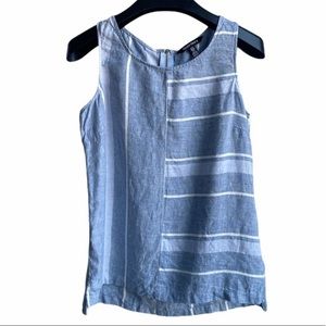 Ellen Tracy100% linen sleeveless top, blue, S